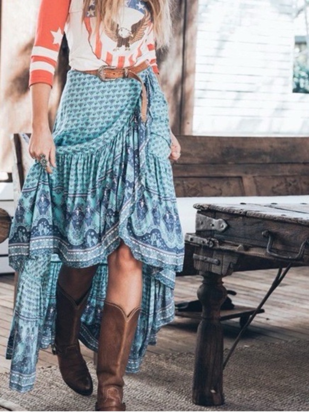 Spell sunset road rare wrap skirt